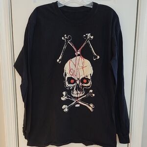 AEW Jon Moxley No Quit Skull and Bones Black Long Sleeve Graphic Tee